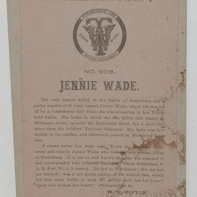 CIVIL WAR STEREOVIEW - JENNIE WADE - KILLED AT GETTYSBURG