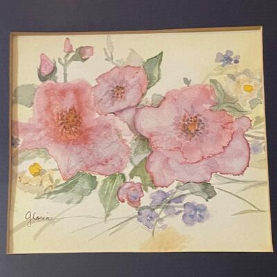LOT 56:Vintage Framed Art - Floral Watercolor, Artist Signed