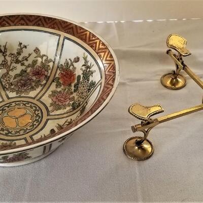 Lot #95  Contemporary Center Bowl on Heavy Brass stand - Asian Styling