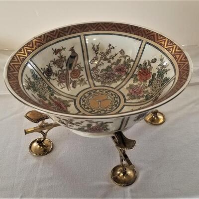 Lot #95  Contemporary Center Bowl on Heavy Brass stand - Asian Styling