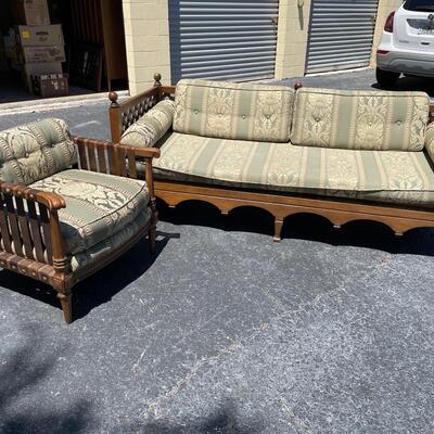 Lot 79. Mid-Century Mediterranean Sofa and Chair--So Cool!