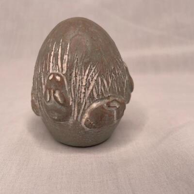 Isabel Bloom Cement Egg with Bunnies