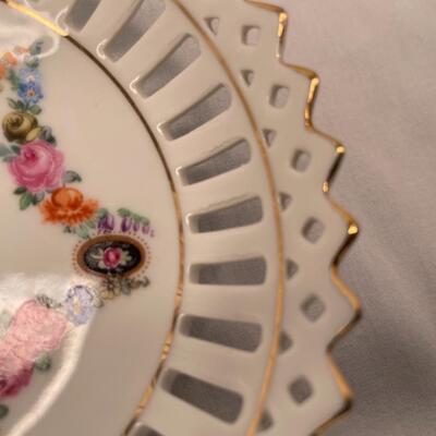 Dresden Reticulated Antique Art 1920’s small plate and bowl