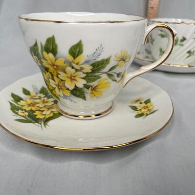 3 Vintage Tea Cups with matching saucers