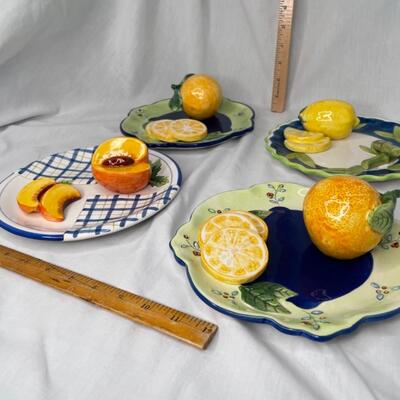 Set of 4 Hanging Plates with Fruit Pieces on each