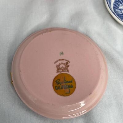 2 Assorted small saucers, and 2 sipping bowls, 1 collectible pink plate