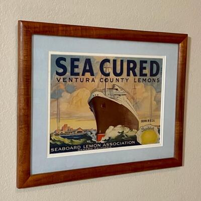 LOT 57:Vintage Framed Art - Crate Label, Sea Cured Lemons