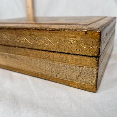 Gold Trimmed Decorated Heart Shaped Porcelain And Vintage Gold Box with Latch
