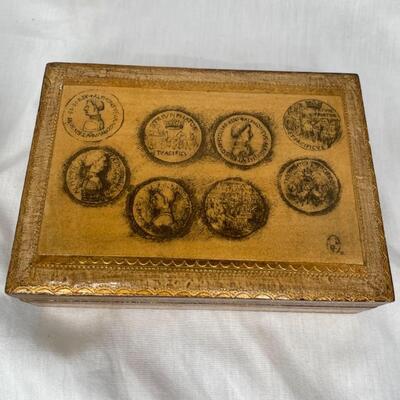 Gold Trimmed Decorated Heart Shaped Porcelain And Vintage Gold Box with Latch