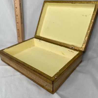 Gold Trimmed Decorated Heart Shaped Porcelain And Vintage Gold Box with Latch