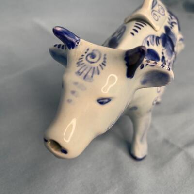 Vintage Delft Cow Creamer with Lid