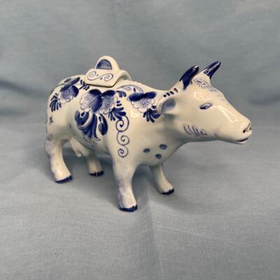 Vintage Delft Cow Creamer with Lid