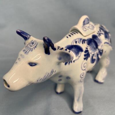 Vintage Delft Cow Creamer with Lid