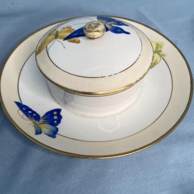 Butterfl plate, trinket dish and covered bowl