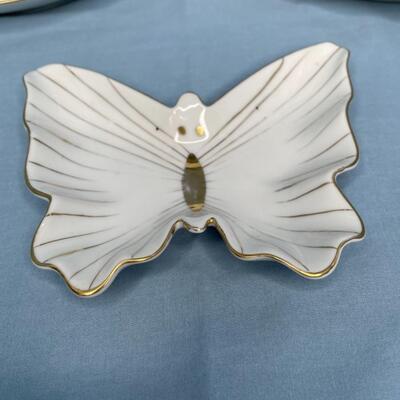 Butterfl plate, trinket dish and covered bowl