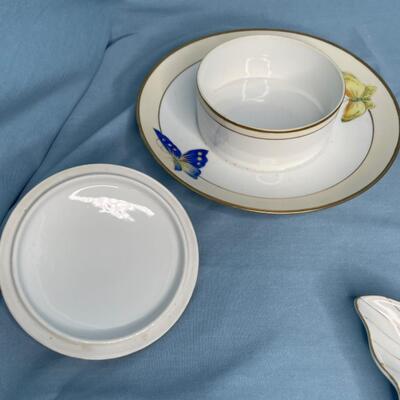 Butterfl plate, trinket dish and covered bowl