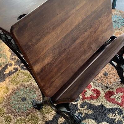 Vintage cast iron and wood  student desk