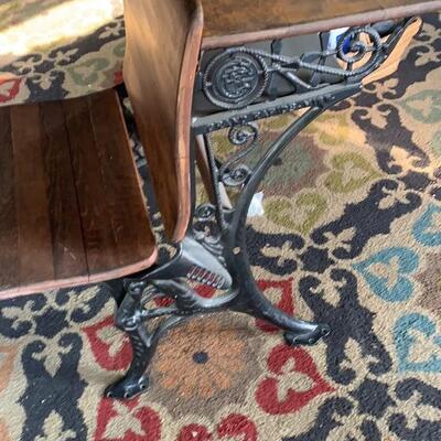 Vintage cast iron and wood  student desk