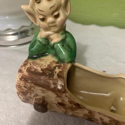 Cute vintage elf on a log 1940â€™s