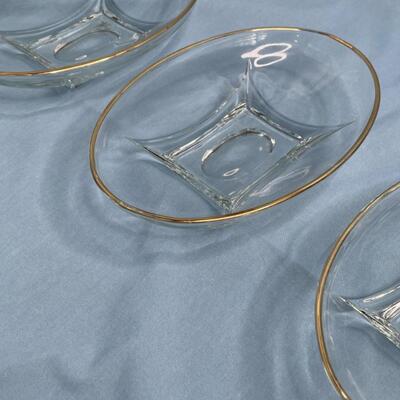 3 Vintage Oval Gold Trimmed Bowls