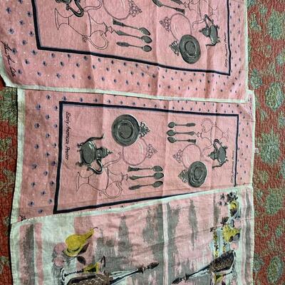 3 vintage MCM tea towels Hardy Craft Original