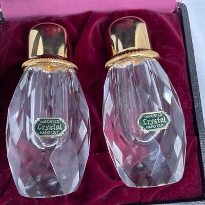 Vintage Imported Hand Cut Crystal Salt and Pepper Shakers