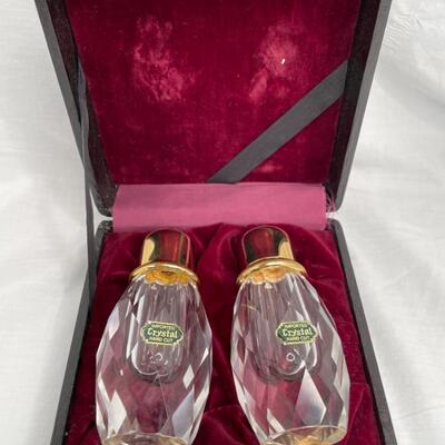 Vintage Imported Hand Cut Crystal Salt and Pepper Shakers