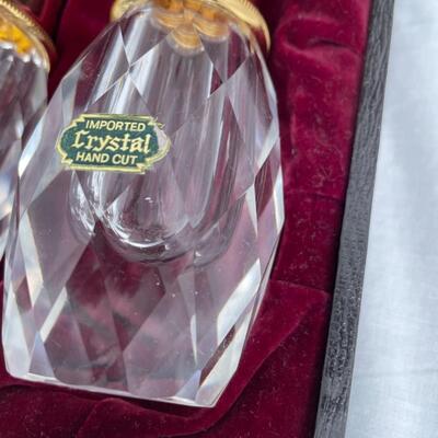 Vintage Imported Hand Cut Crystal Salt and Pepper Shakers
