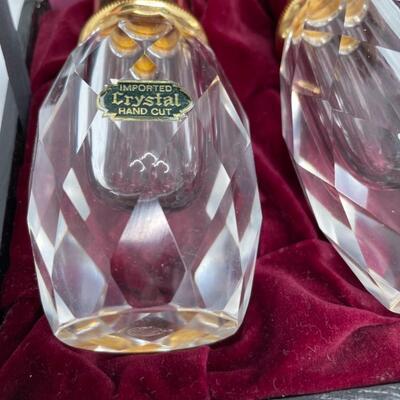Vintage Imported Hand Cut Crystal Salt and Pepper Shakers