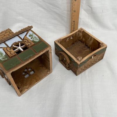 2 piece ceramic painted house