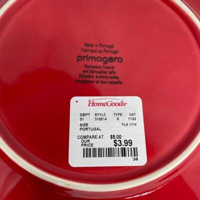 6 Brand new red plates and 3 napkins