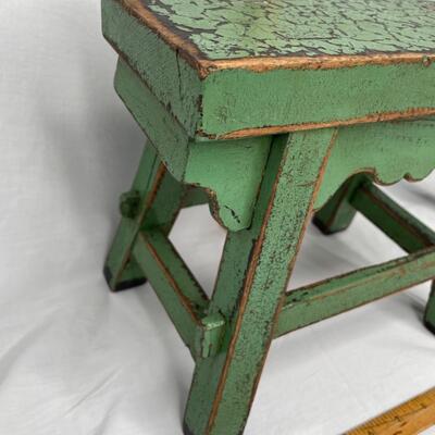 Solid wood decorative green bench/stool small