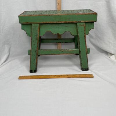 Solid wood decorative green bench/stool small