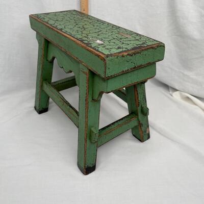 Solid wood decorative green bench/stool small
