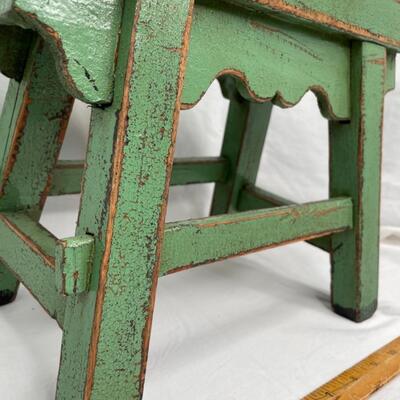 Solid wood decorative green bench/stool small