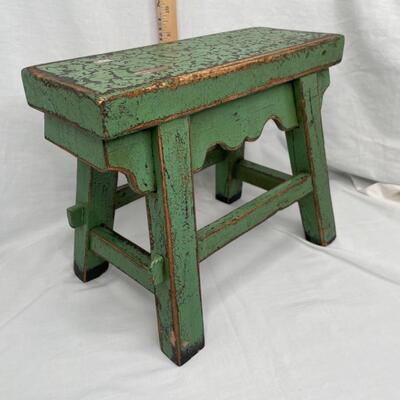 Solid wood decorative green bench/stool small