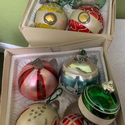Vintage West Germany Christmas ornaments seven large to small