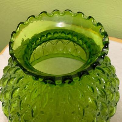 Vintage green glass hurricane style lamp shade