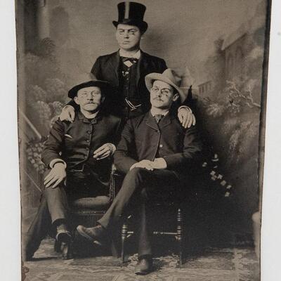 QUARTER PLATE TINTYPE - FEATURING THREE DISTINGUISHED GENTLEMEN