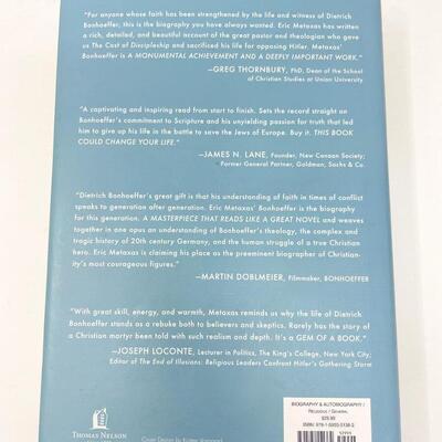 2010 â€œBONHOEFFER: PASTOR, MARTYR, PROPHET, SPYâ€ BY ERIC METAXAS HARDBACK BOOK
