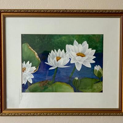 LOT 63:Vintage Framed Art - Floral Watercolor, Artist Signed
