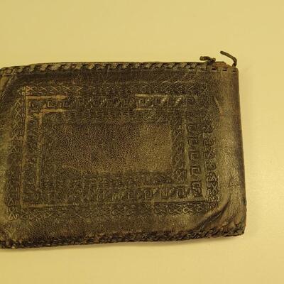 Lot 10: Vintage Tooled Mexican Leather Wallets  MesoAmerican Depictions