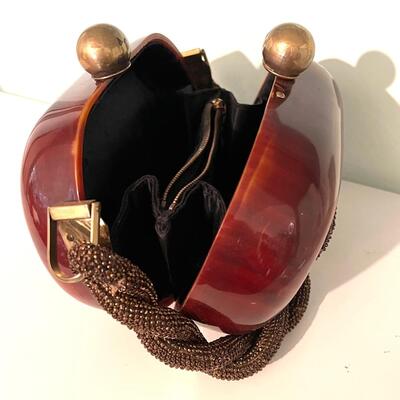 LOT 1 - Elinor Ince Bakelite 1920's Bronze Beaded Box Purse Handbag