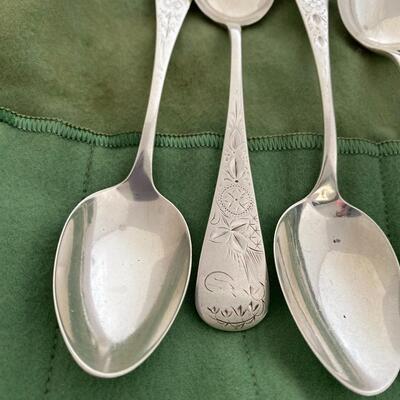 Set of Ten Whiting Div of Gorham Brite Cute Victorian Sterling Silver Tea Spoons