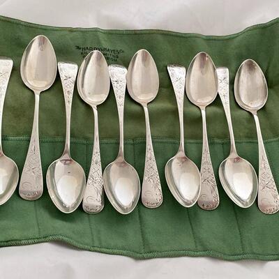 Set of Ten Whiting Div of Gorham Brite Cute Victorian Sterling Silver Tea Spoons