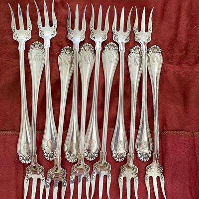 Set of Twelve Dominick & Haff Sterling Silver Cocktail Forks