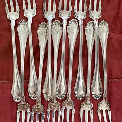 Set of Twelve Dominick & Haff Sterling Silver Cocktail Forks