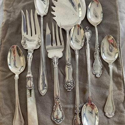 Sterling Silver Flatware Nine Assorted Pieces