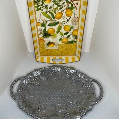 Faux tree, lemon plate, basket and 2 cherubs