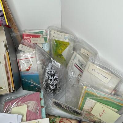 Assorted Cards, tags, Christmas tree, stationery